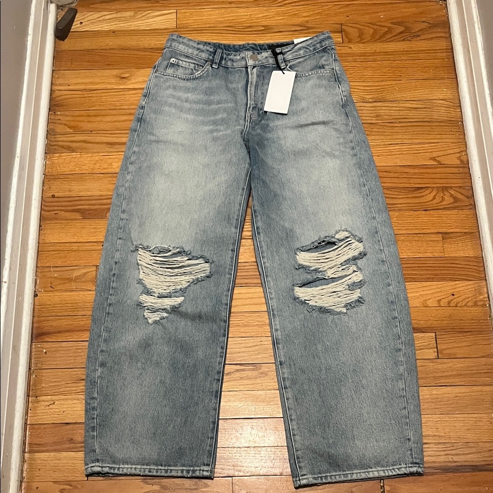 Zara The ZW Barrel Distressed Jeans
